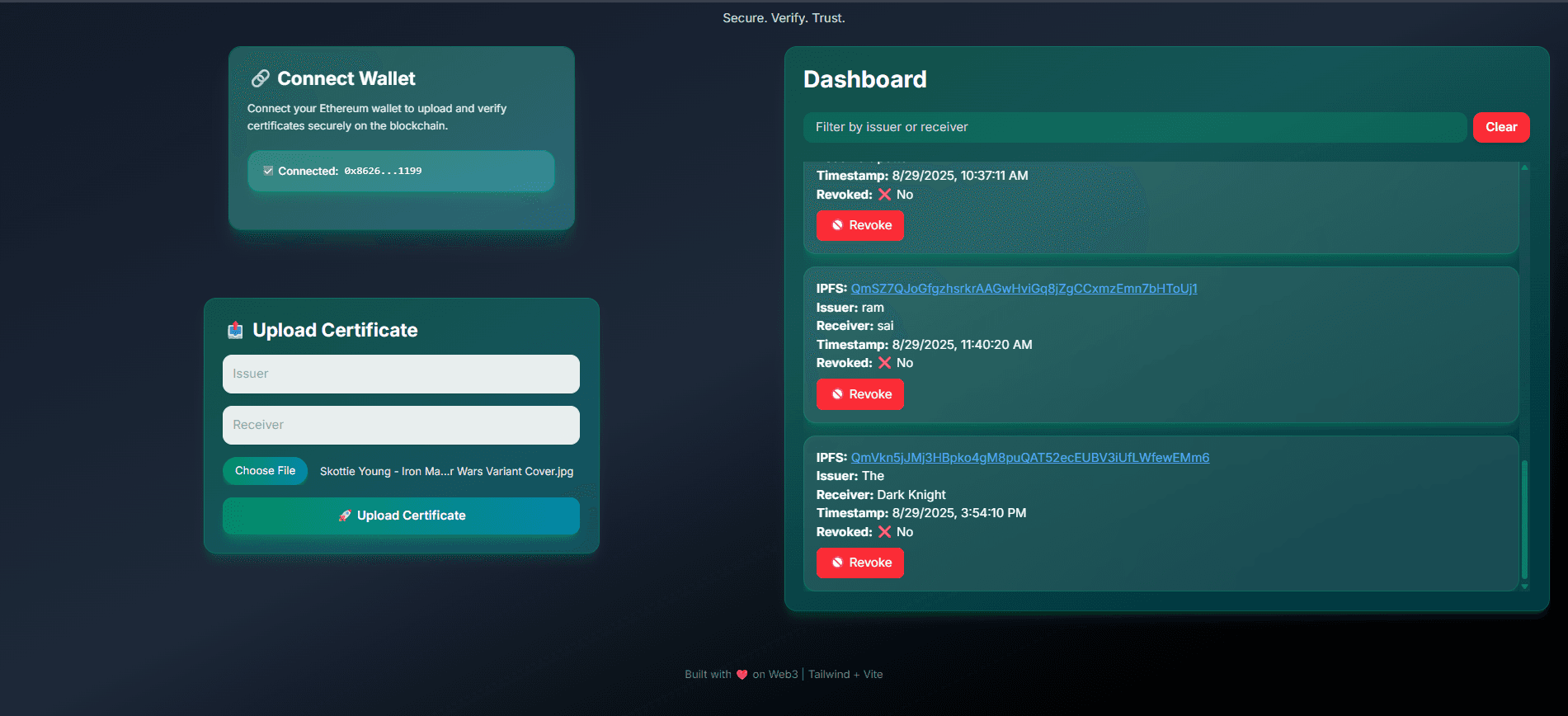 ProofVault (Decentralized Certificate Storage) screenshot 3
