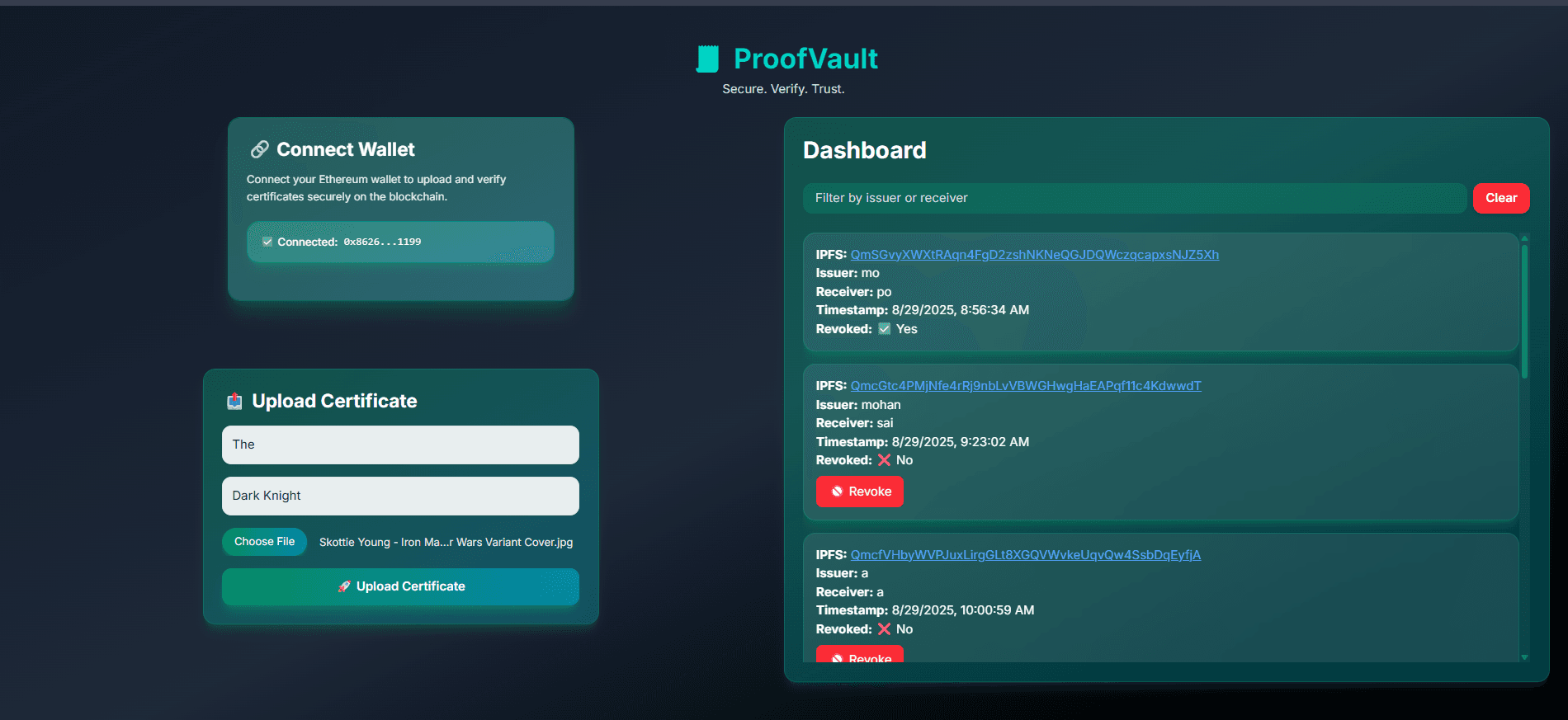 ProofVault (Decentralized Certificate Storage) screenshot 5